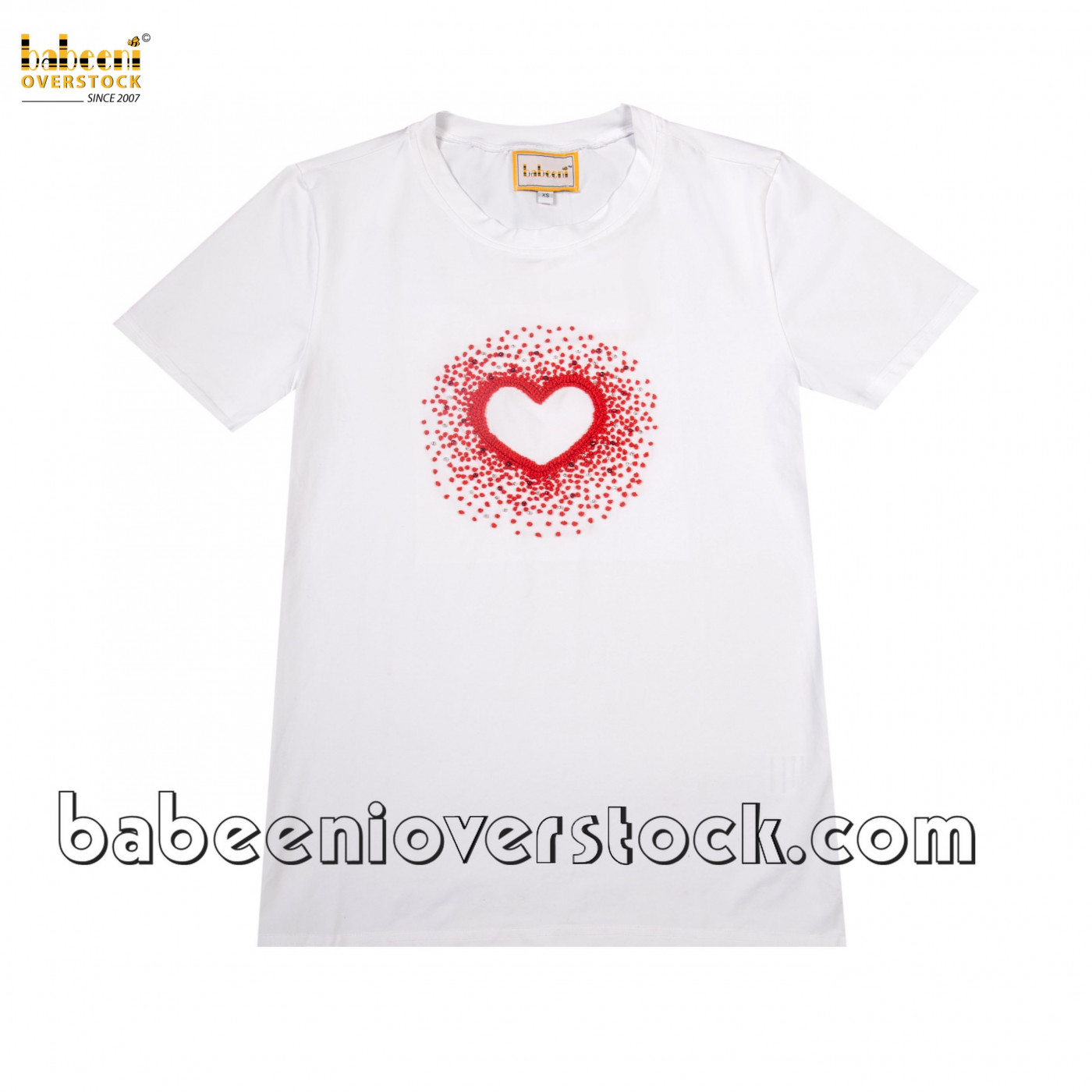 Beaded love heart women t-shirt - BB2198